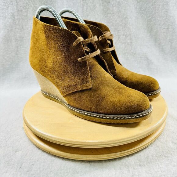 J Crew Womens McAllister Boot Size 8 Brown Suede Wedge Heel Lace Up Desert Boot - Picture 2 of 8
